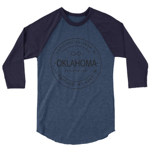 Oklahoma - 3/4 Sleeve Raglan Shirt - Latitude & Longitude