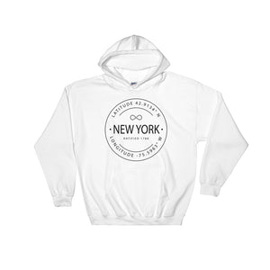 New York - Hooded Sweatshirt - Latitude & Longitude