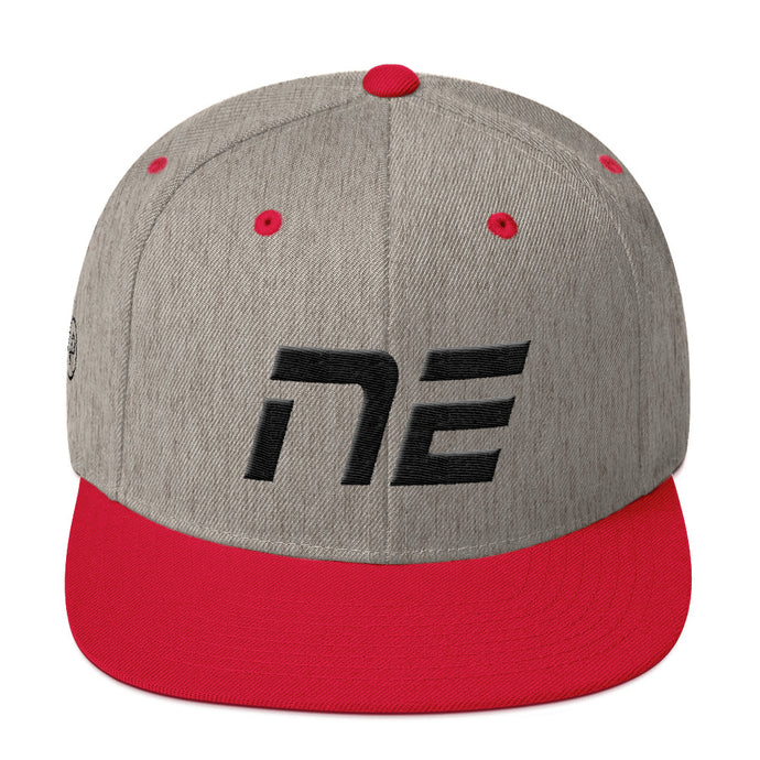 Nebraska - Flat Brim Hat - Black Embroidery - NE - Many Hat Color Options Available