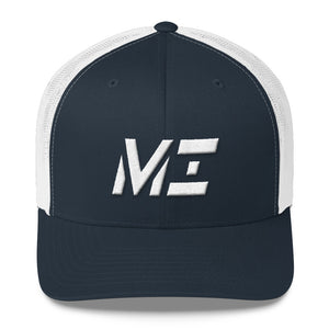Michigan - Mesh Back Trucker Cap - White Embroidery - MI - Many Hat Color Options Available