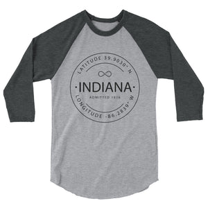 Indiana - 3/4 Sleeve Raglan Shirt - Latitude & Longitude