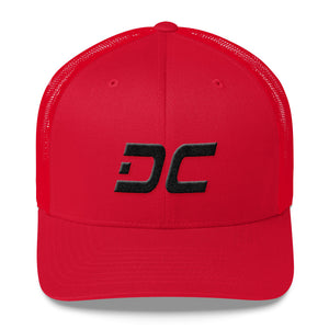 Washington DC - Mesh Back Trucker Cap - Black Embroidery - DC - Many Hat Color Options Available