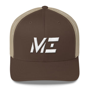 Michigan - Mesh Back Trucker Cap - White Embroidery - MI - Many Hat Color Options Available