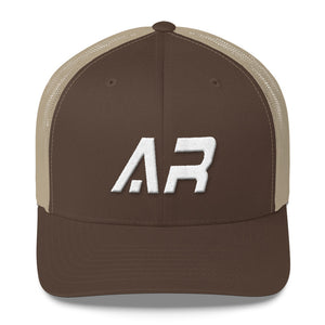 Arkansas - Mesh Back Trucker Cap - White Embroidery - AR - Many Hat Color Options Available