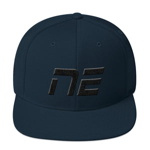 Nebraska - Flat Brim Hat - Black Embroidery - NE - Many Hat Color Options Available