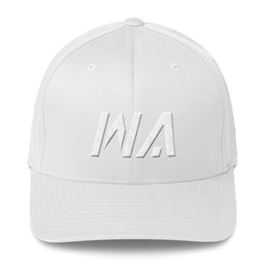 Washington - Structured Twill Cap - White Embroidery - WA - Many Hat Color Options Available