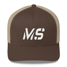 Mississippi - Mesh Back Trucker Cap - White Embroidery - MS - Many Hat Color Options Available
