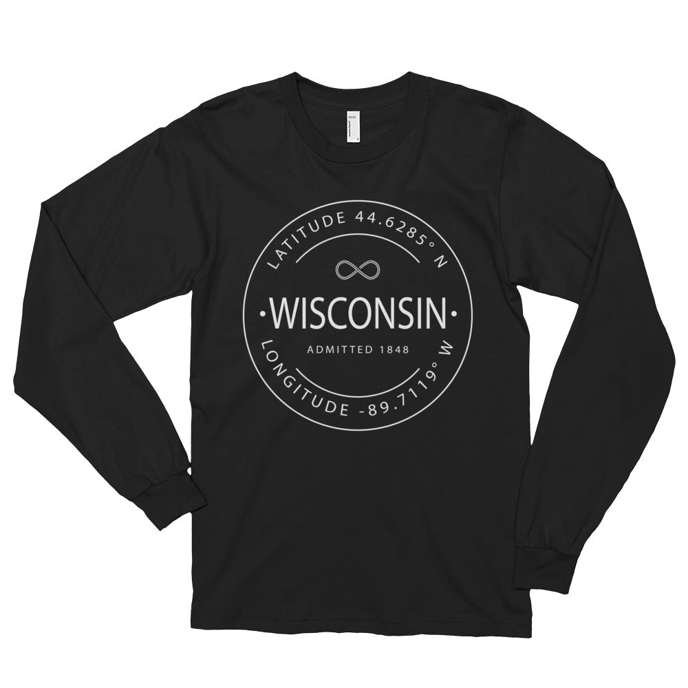 Wisconsin - Long sleeve t-shirt (unisex) - Latitude & Longitude