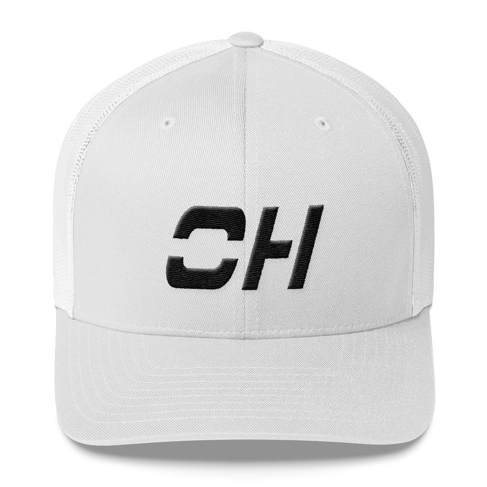Ohio - Mesh Back Trucker Cap - Black Embroidery - OH - Many Hat Color Options Available