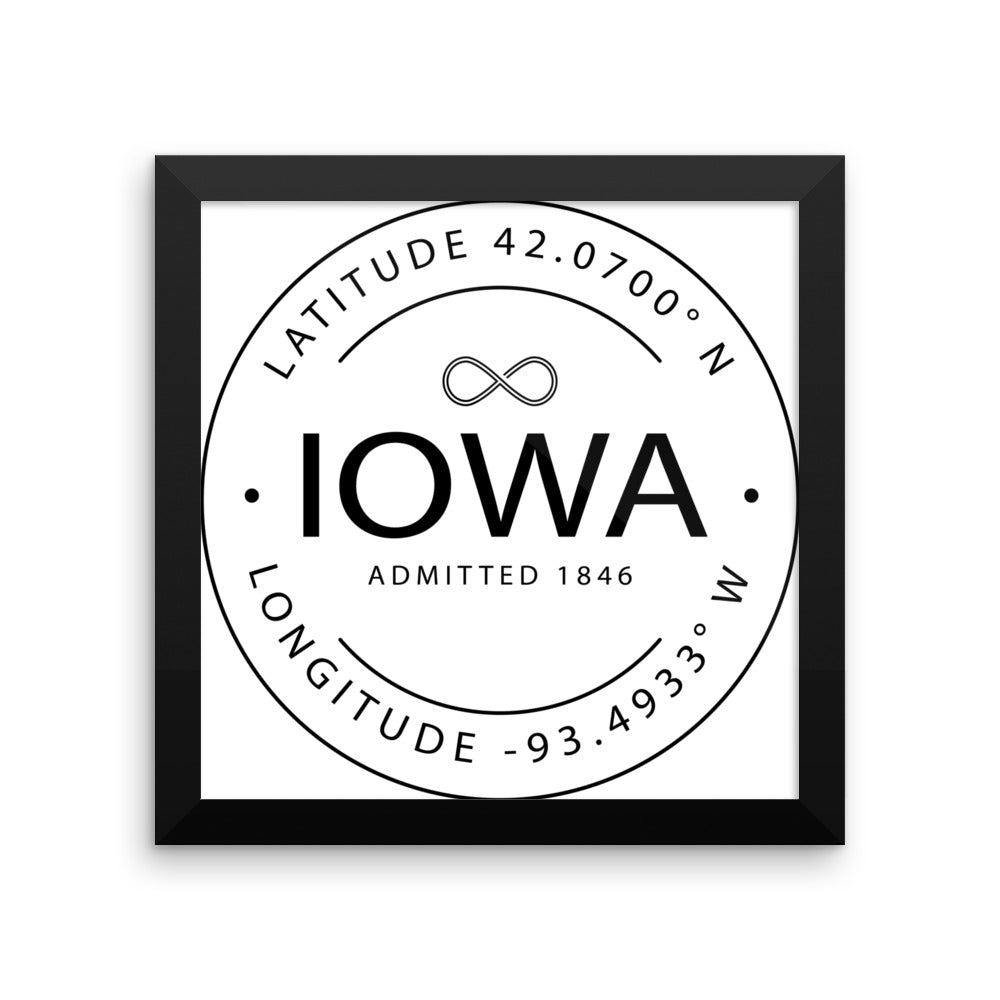Iowa - Framed Print - Latitude & Longitude