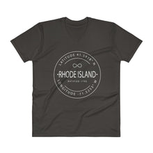 Rhode Island - V-Neck T-Shirt - Latitude & Longitude