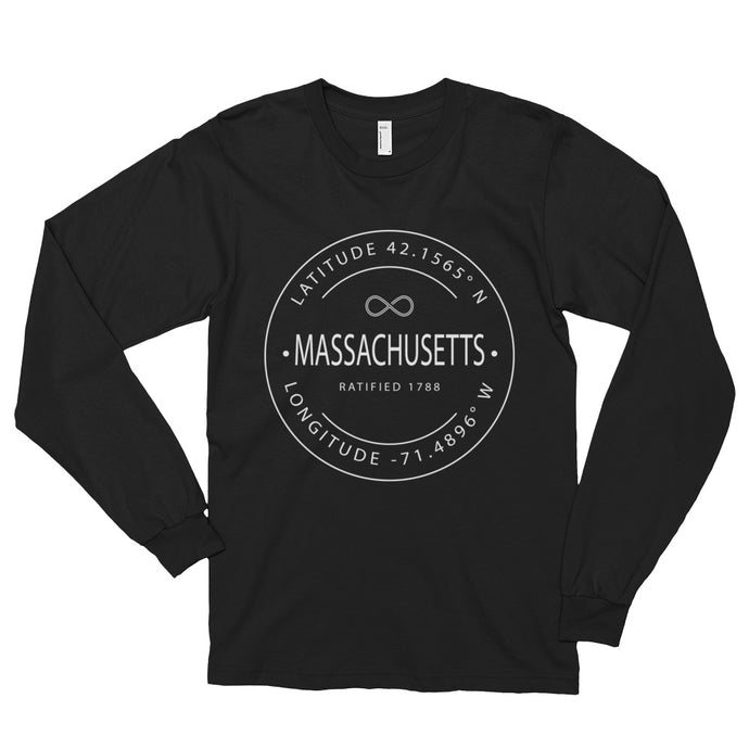 Massachusetts - Long sleeve t-shirt (unisex) - Latitude & Longitude