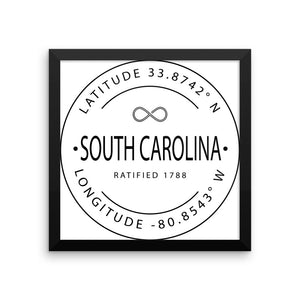 South Carolina - Framed Print - Latitude & Longitude