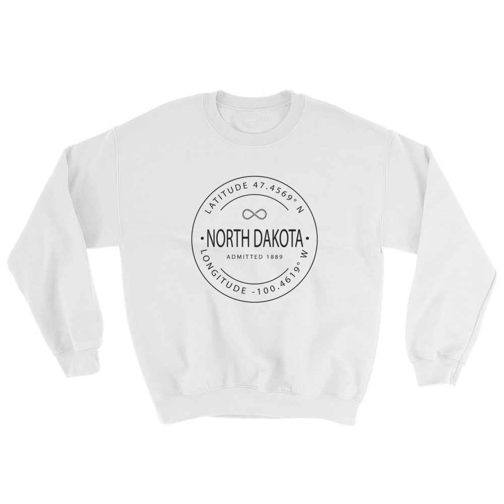 North Dakota - Crewneck Sweatshirt - Latitude & Longitude