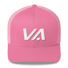 Virginia - Mesh Back Trucker Cap - White Embroidery - VA - Many Hat Color Options Available