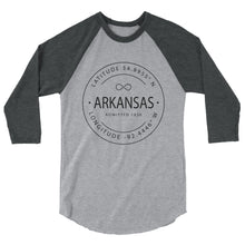 Arkansas - 3/4 Sleeve Raglan Shirt - Latitude & Longitude