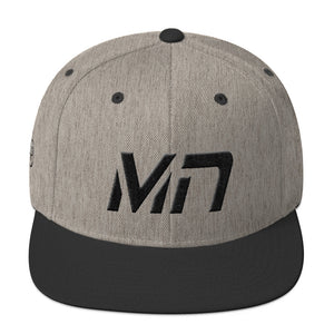 Minnesota - Flat Brim Hat - Black Embroidery - MN - Many Hat Color Options Available