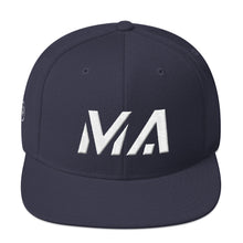 Massachusetts - Flat Brim Hat - White Embroidery - MA - Many Hat Color Options Available