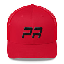 Puerto Rico - Mesh Back Trucker Cap - Black Embroidery - PR - Many Hat Color Options Available