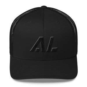 Alabama - Mesh Back Trucker Cap - Black Embroidery - AL - Many Hat Color Options Available