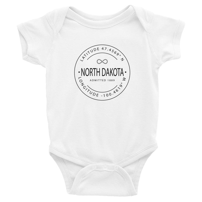 North Dakota - Infant Bodysuit - Latitude & Longitude
