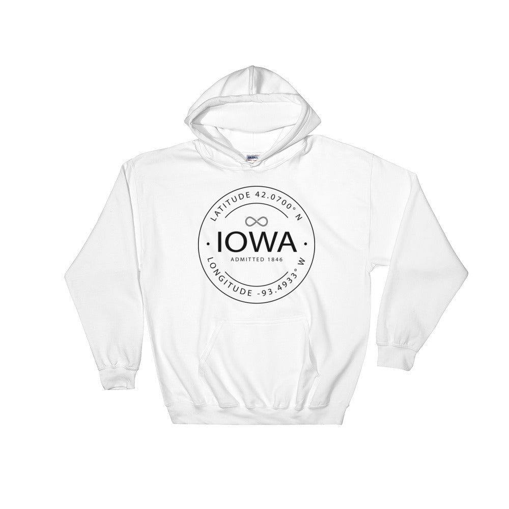 Iowa - Hooded Sweatshirt - Latitude & Longitude