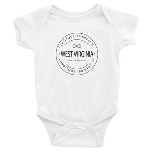 West Virginia - Infant Bodysuit - Latitude & Longitude