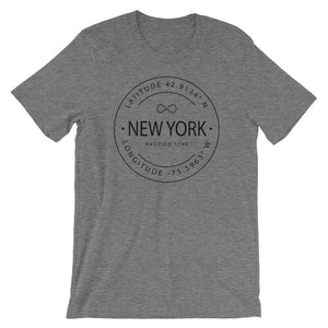 New York - Short-Sleeve Unisex T-Shirt - Latitude & Longitude