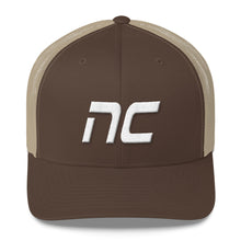 North Carolina - Mesh Back Trucker Cap - White Embroidery - NC - Many Hat Color Options Available