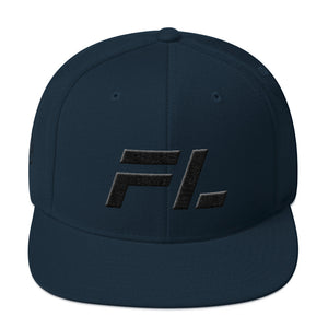 Florida - Flat Brim Hat - Black Embroidery - FL - Many Hat Color Options Available