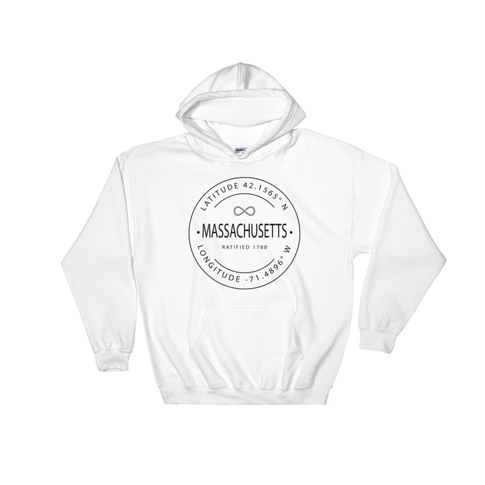 Massachusetts - Hooded Sweatshirt - Latitude & Longitude