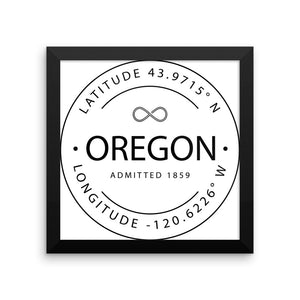 Oregon - Framed Print - Latitude & Longitude