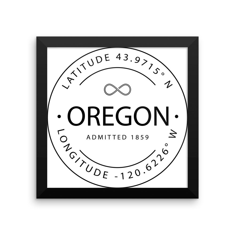 Oregon - Framed Print - Latitude & Longitude