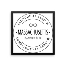 Massachusetts - Framed Print - Latitude & Longitude