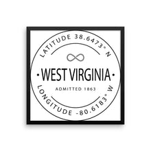 West Virginia - Framed Print - Latitude & Longitude