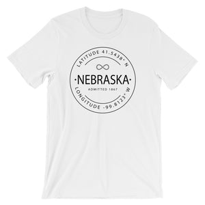 Nebraska - Short-Sleeve Unisex T-Shirt - Latitude & Longitude