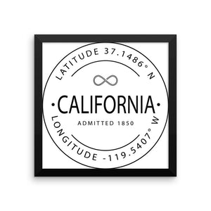California - Framed Print - Latitude & Longitude