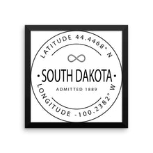 South Dakota - Framed Print - Latitude & Longitude