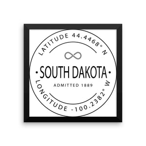South Dakota - Framed Print - Latitude & Longitude