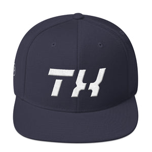 Texas - Flat Brim Hat - White Embroidery - TX - Many Hat Color Options Available