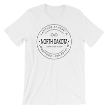North Dakota - Short-Sleeve Unisex T-Shirt - Latitude & Longitude