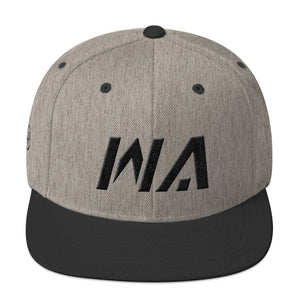 Washington - Flat Brim Hat - Black Embroidery - WA - Many Hat Color Options Available