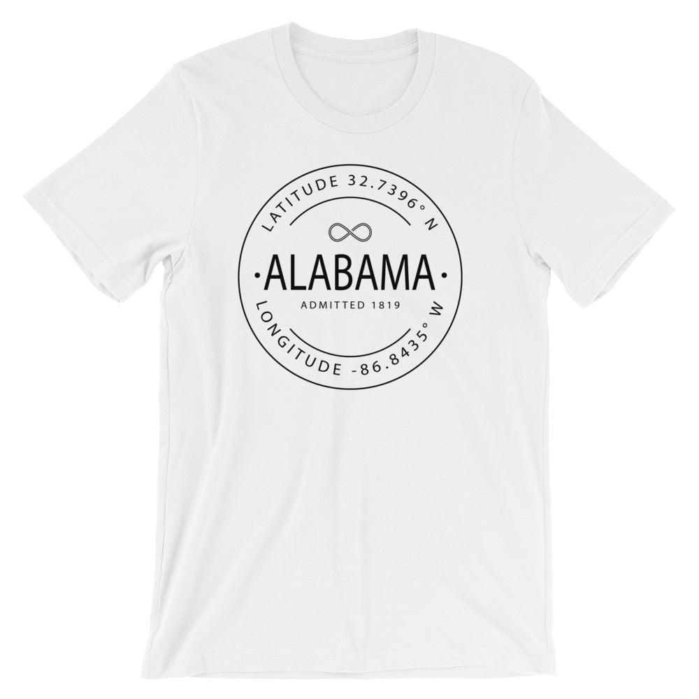 Alabama - Short-Sleeve Unisex T-Shirt - Latitude & Longitude