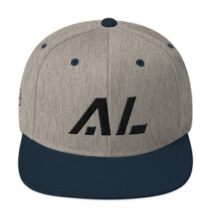 Alabama - Flat Brim Hat - Black Embroidery - AL - Many Hat Color Options Available