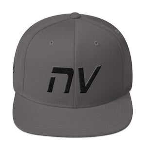 Nevada - Flat Brim Hat - Black Embroidery - NV - Many Hat Color Options Available