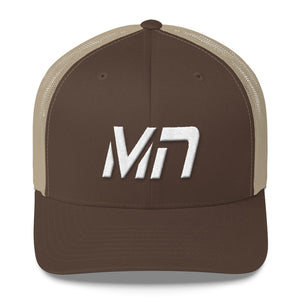 Minnesota - Mesh Back Trucker Cap - White Embroidery - MN - Many Hat Color Options Available