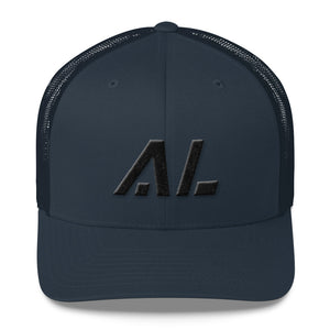 Alabama - Mesh Back Trucker Cap - Black Embroidery - AL - Many Hat Color Options Available