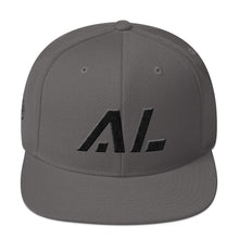 Alabama - Flat Brim Hat - Black Embroidery - AL - Many Hat Color Options Available