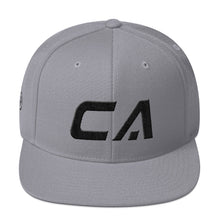California - Flat Brim Hat - Black Embroidery - CA - Many Hat Color Options Available