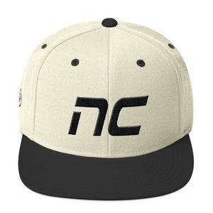 North Carolina - Flat Brim Hat - Black Embroidery - NC - Many Hat Color Options Available